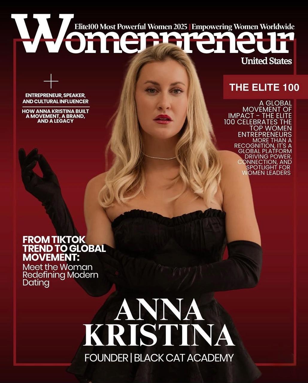 Anna Kristina on the cover of Womenpreneur United States, Elite 100 Most Powerful Women 2025